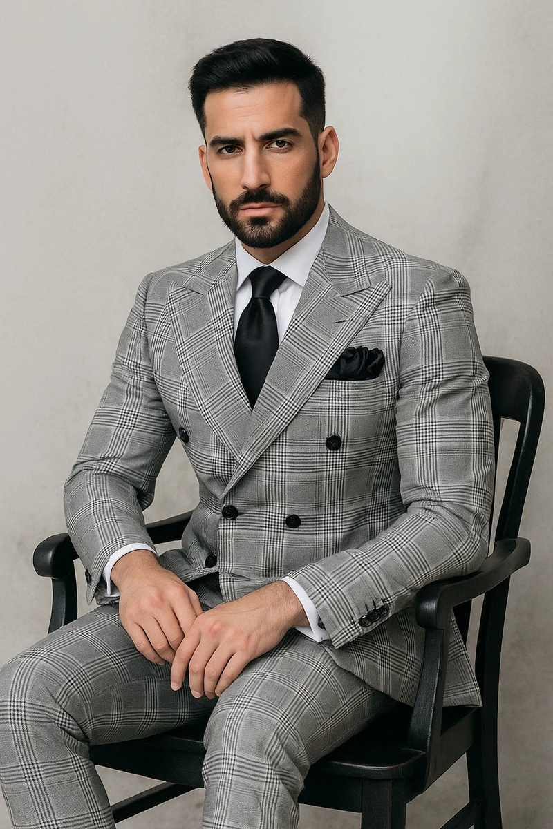 Classic Fit in Black and White Plaid Color by Rossiman