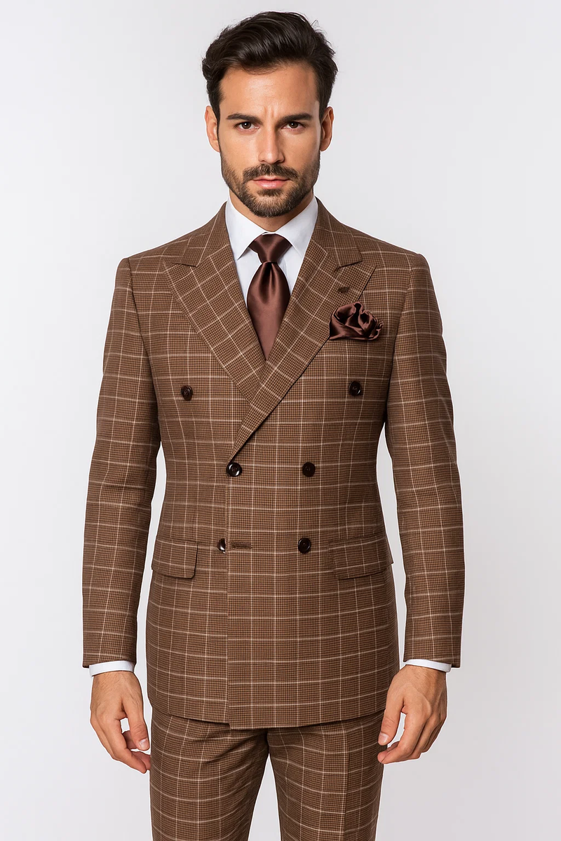 Classic Fit in Brown Plaid Color by Rossiman