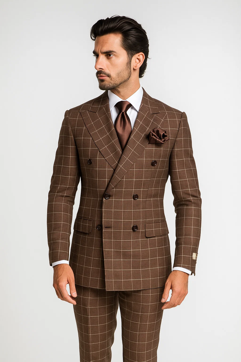 Classic Fit in Brown Plaid Color by Rossiman