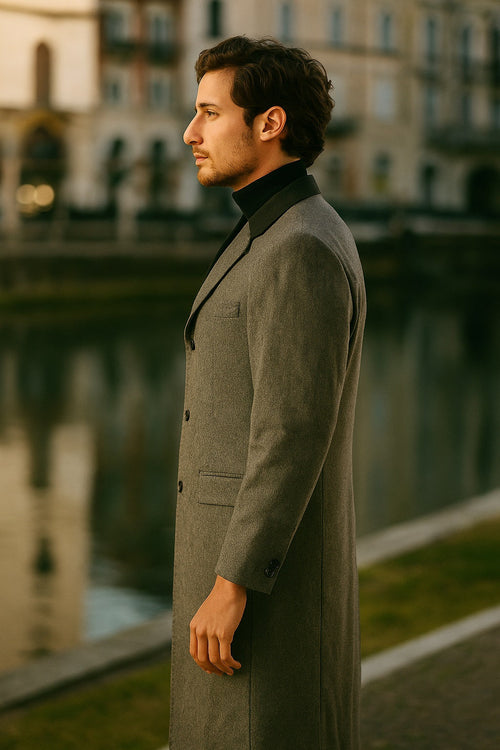 Herringbone Wool & Cashmere Chesterfield Overcoat by AlbertoNardoniStore