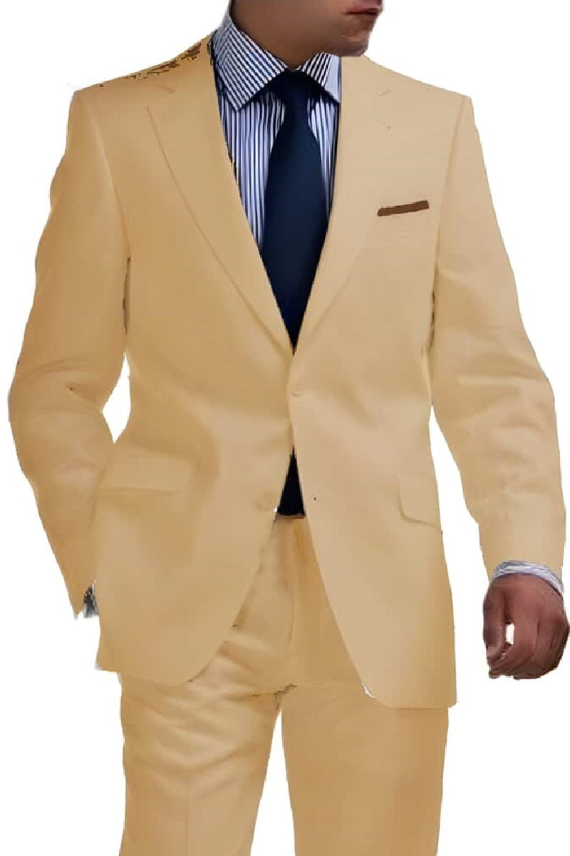 Mens Big and Tall Linen Suits - Sand 2 Button Summer Fabric Suit – SuitUSA