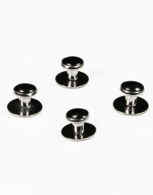 Black Enamel Inset with Silver Setting Studs Set - Classic Collection