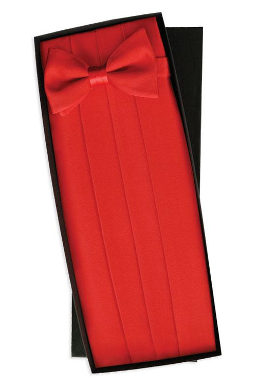 Red Silk Cummerbund & Bow Tie Set Classic Collection