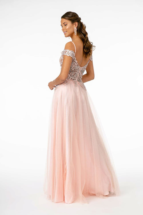 Cold Shoulder Mesh Evening Gown by Elizabeth KGL2953