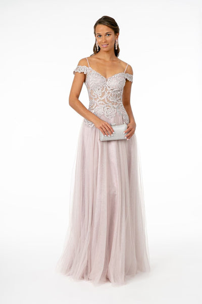 Cold Shoulder Mesh Evening Gown by Elizabeth KGL2953