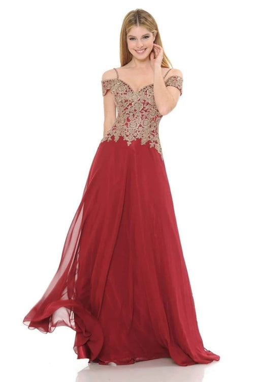 Lenovia 8132 Cold Shoulder Prom Formal Gown