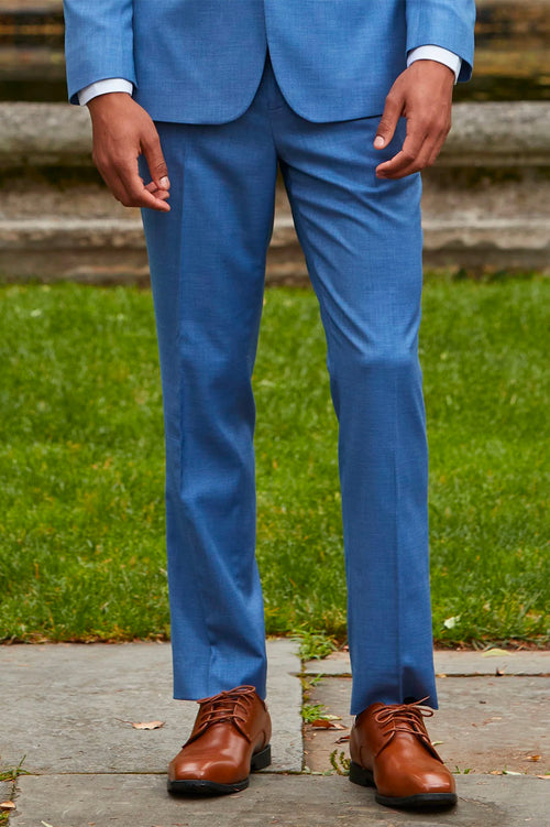 Sharkskin Marine Blue Plain Front Pants Couture 1910