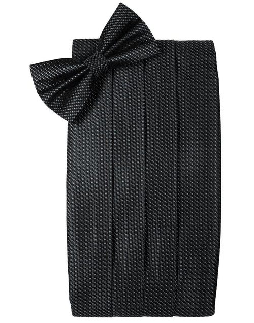 Asphalt Silk Weave Cummerbund & Bow Tie Set by Cristoforo Cardi