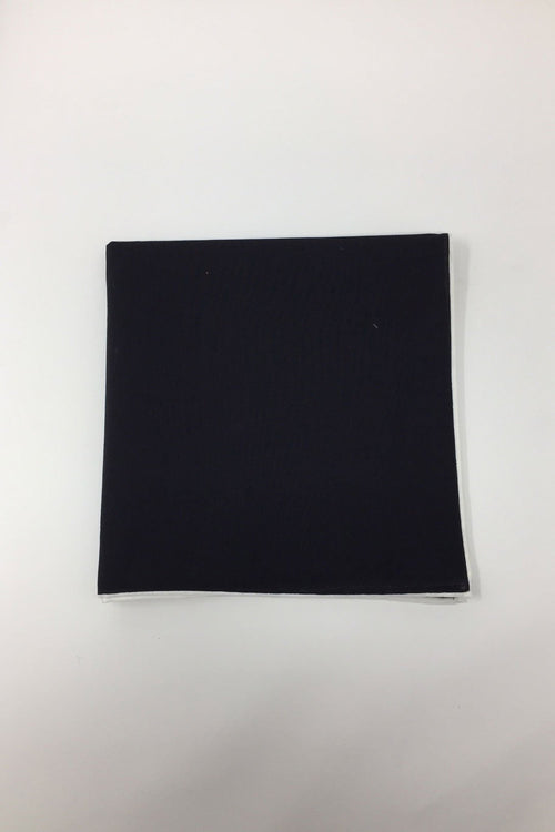 Black Cotton with White Border Pocket Square by Cristoforo Cardi