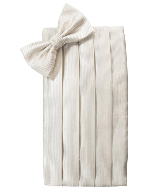 Ivory Faille Silk Cummerbund & Bow Tie Set by Cristoforo Cardi