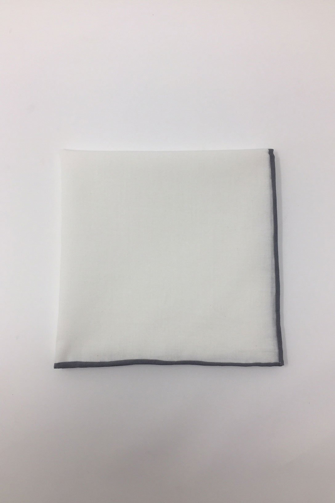 White Cotton with Grey Border Pocket Square by Cristoforo Cardi – SuitUSA