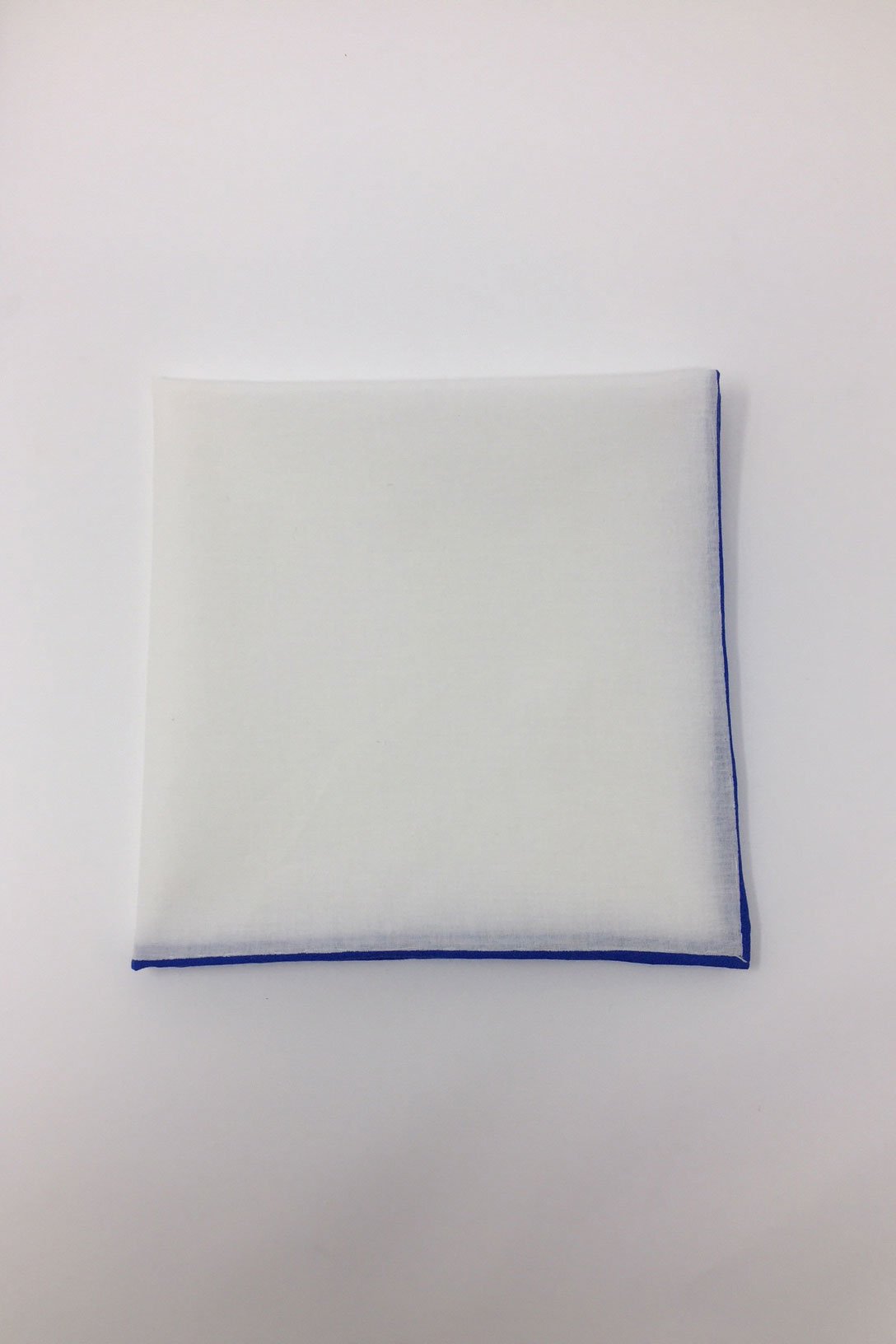 White Cotton with Royal Blue Border Pocket Square by Cristoforo Cardi – SuitUSA