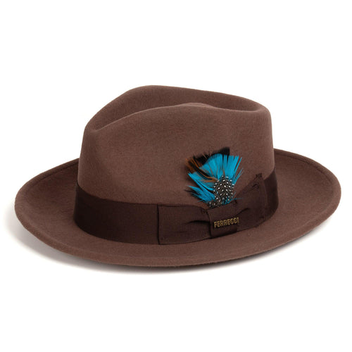 Crushable Brown 100% Australian Wool Fedora Hat - Ferrecci USA