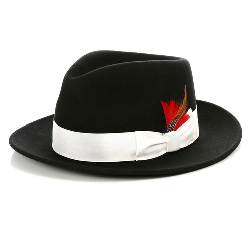 Crushable Fedora Hat in Black With White Band - Ferrecci USA