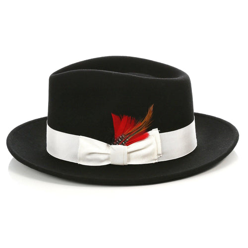 Black & White Fedora 100% Australian Wool Crushable Hat by Ferrecci
