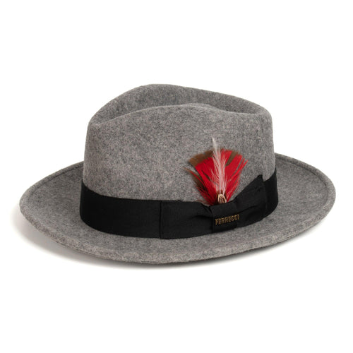 Crushable Grey Melange 100% Australian Wool Fedora Hat - Ferrecci USA