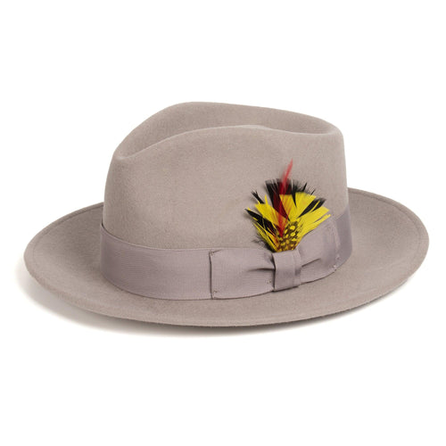 Crushable Light Grey 100% Australian Wool Fedora Hat - Ferrecci USA