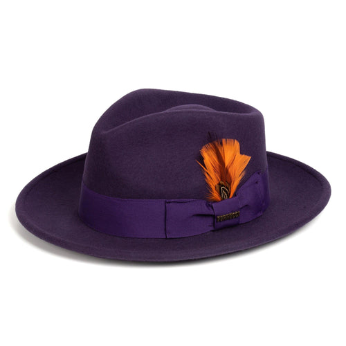 Crushable Purple 100% Australian Wool Fedora Hat - Ferrecci USA
