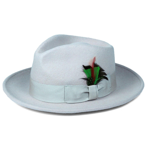 Crushable Sky Blue 100% Australian Wool Fedora Hat - Ferrecci USA