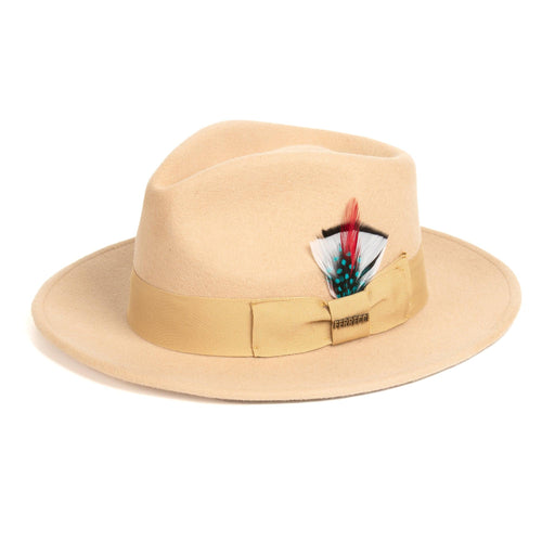 Crushable Tan 100% Australian Wool Fedora Hat - Ferrecci USA