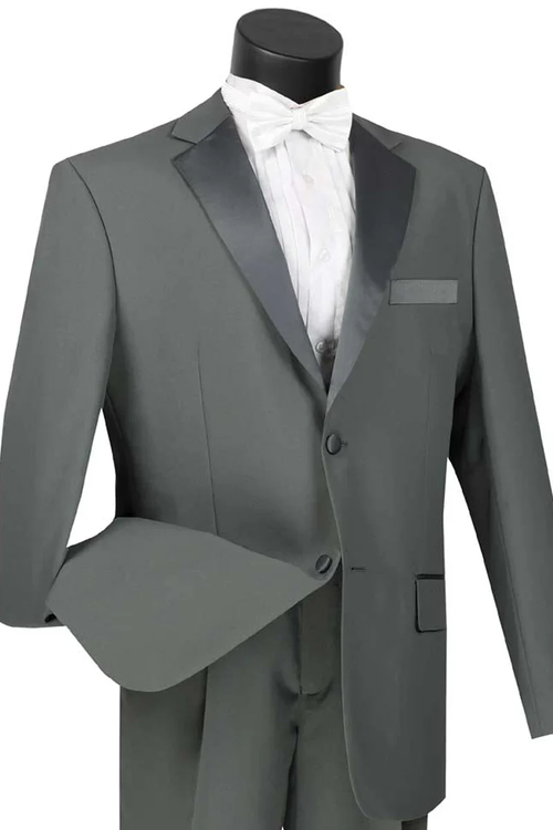 Designer Gray Prom Tuxedo - Grey Wedding Poplin Tuxedo Suit