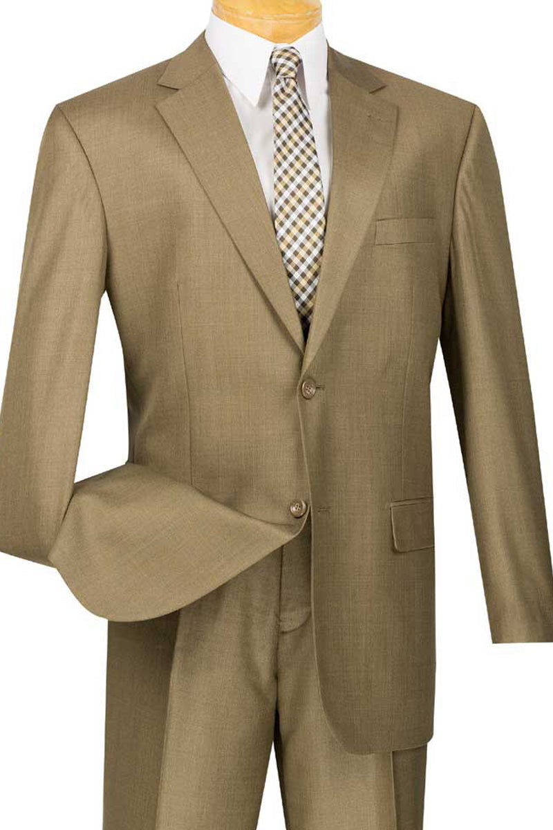 Mens Taupe Sharkskin Suit in Weave Pattern by Vinci Suits