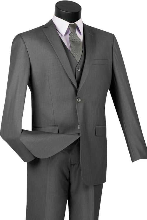 Mens Vested Slim Fit Wool Feel Suit in Ivory by Vinci