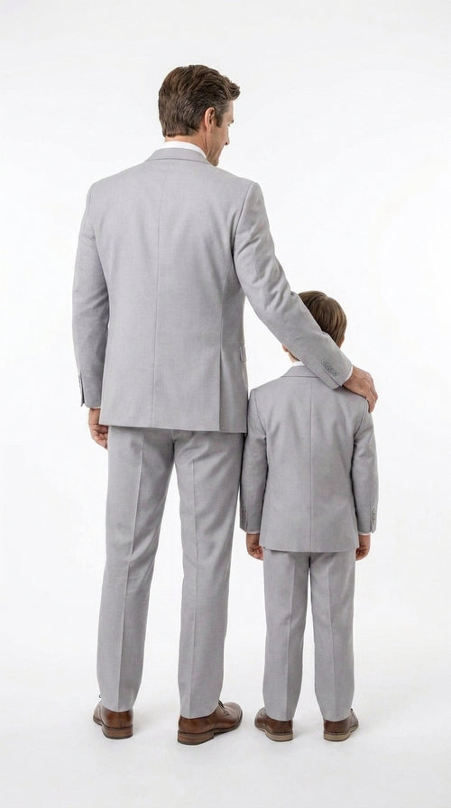 Dad and Son Suit β Father and Son Matching Light Gray 3-Piece Wedding Suits in Very Light Grey - Silver Ash Color