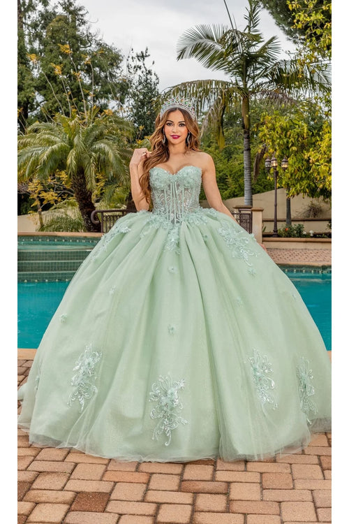 Dancing Queen Dresses DQ-1893 Sparkling QuinceaƱera Ball Gown - Sage / XS - Dress