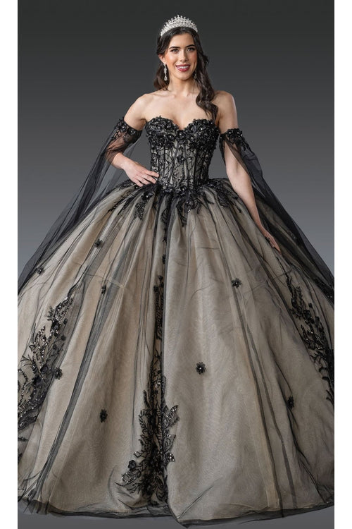 Dancing Queen Dresses DQ-1912 QuinceaƱera Gown Timeless Elegance - Black/Nude / XS - Dress