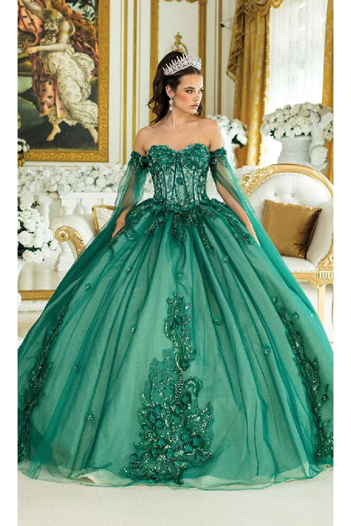 Dancing Queen Dresses DQ-1912 QuinceaƱera Gown Timeless Elegance - HUNTER/NUDE / XS - Dress