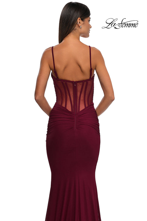 La Femme 32642 Sleeveless Net Jersey Prom Gown