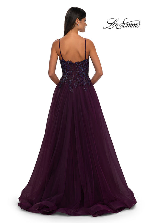 La Femme 32646 Lace Applique Sleeveless Prom Gown