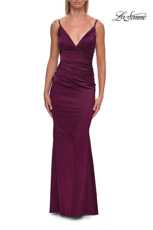 La Femme 33421 V-Neck Spaghetti Strap Prom Gown