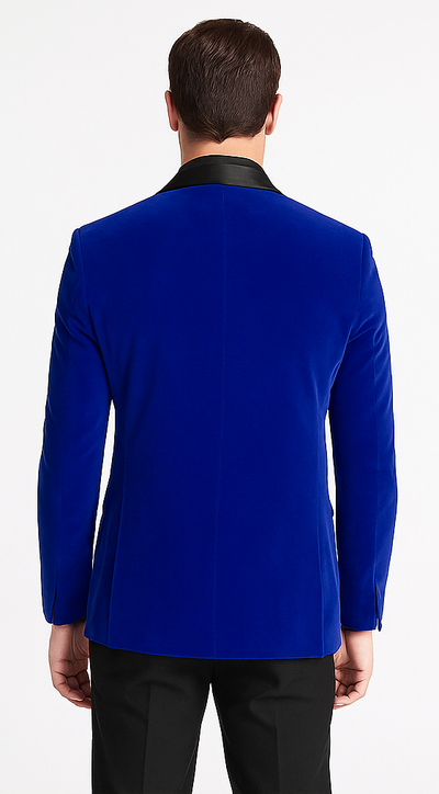 Royal Blue Prom Suit MEN'S SLIM FIT SHAWL LAPEL VELVET WEDDING & PROM TUXEDO JACKET IN ROYAL BLUE