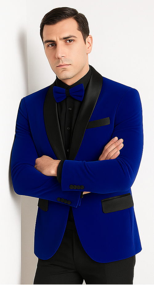 Royal Blue Prom Suit MEN'S SLIM FIT SHAWL LAPEL VELVET WEDDING & PROM TUXEDO JACKET IN ROYAL BLUE