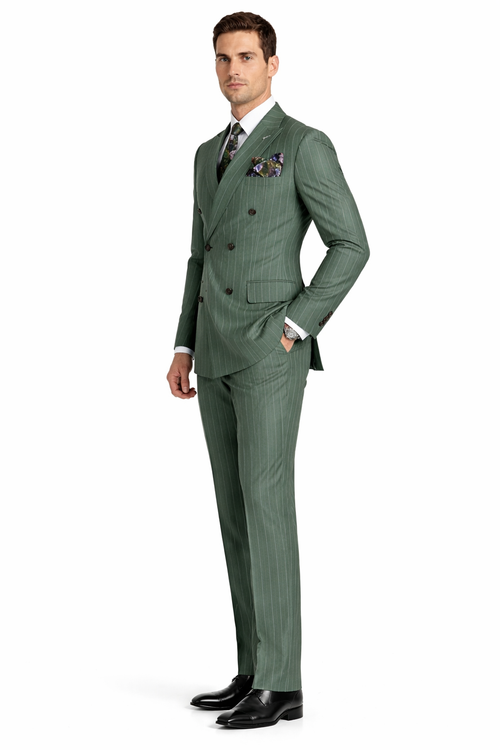 Dark Green Pinstripe Suit - Green Stripe Suit