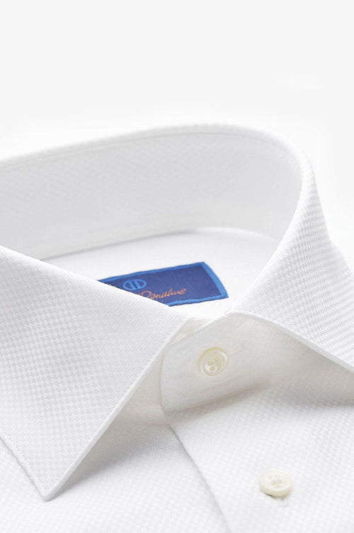 Boxed French Cuff White Tuxedo Shirt by David Donahue