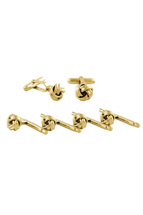 Gold Knot Brass Studs & Cufflinks Set by David Donahue