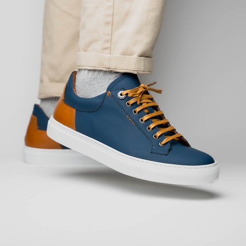 Zelli Diaz Rubberized Calfskin Sneaker in Navy with Matte Finish