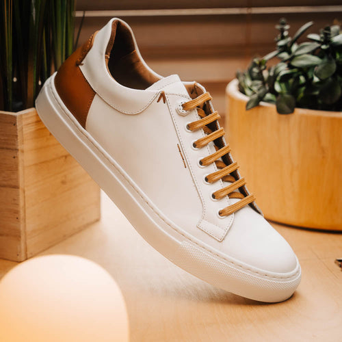 Zelli Diaz Minimalist Rubberized Calfskin Sneaker in Matte White