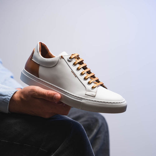 Zelli Diaz Minimalist Rubberized Calfskin Sneaker in Matte White