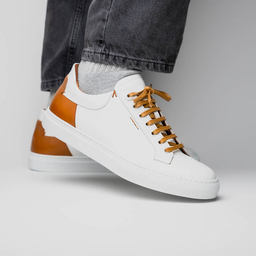 Zelli Diaz Minimalist Rubberized Calfskin Sneaker in Matte White