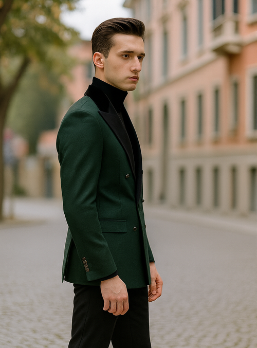 Double Breasted Tuxedo With Gold Buttons Black Lapel perfect for Wedding or Prom by PROMTUXEDO