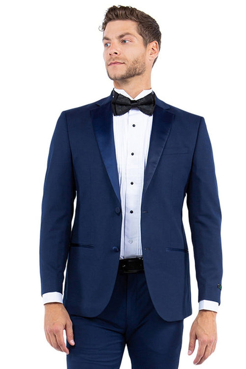 Dark Blue Wedding Suit MEN'S MODERN FIT TWO BUTTON NOTCH LAPEL TUXEDO SEPARATES JACKET IN NAVY WITH NAVY LAPEL