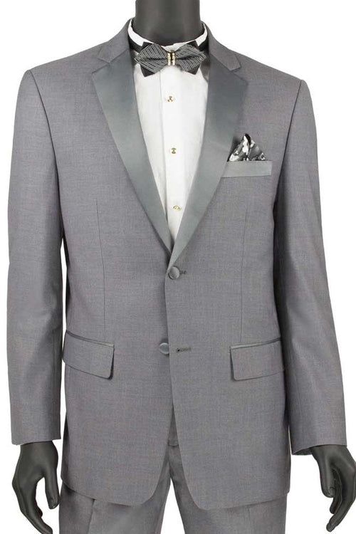 Wedding grey tuxedo MENS 2 BUTTON SLIM FIT NOTCH TUXEDO IN GREY by PROMTUXEDO
