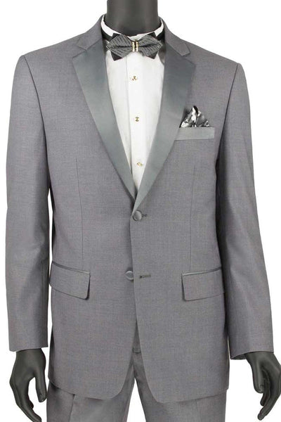Wedding grey tuxedo MENS 2 BUTTON SLIM FIT NOTCH TUXEDO IN GREY by PROMTUXEDO