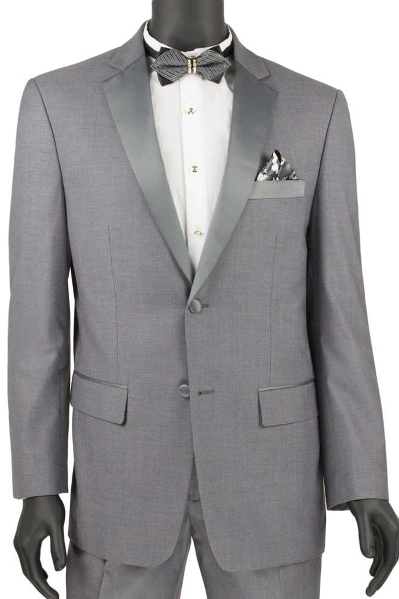Wedding grey tuxedo MENS 2 BUTTON SLIM FIT NOTCH TUXEDO IN GREY by PROMTUXEDO