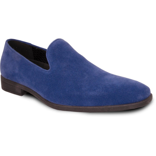 Blue Prom Shoe MENS VEGAN SUEDE WEDDING & PROM SLIP ON LOAFER DRESS SHOE IN ROYAL BLUE