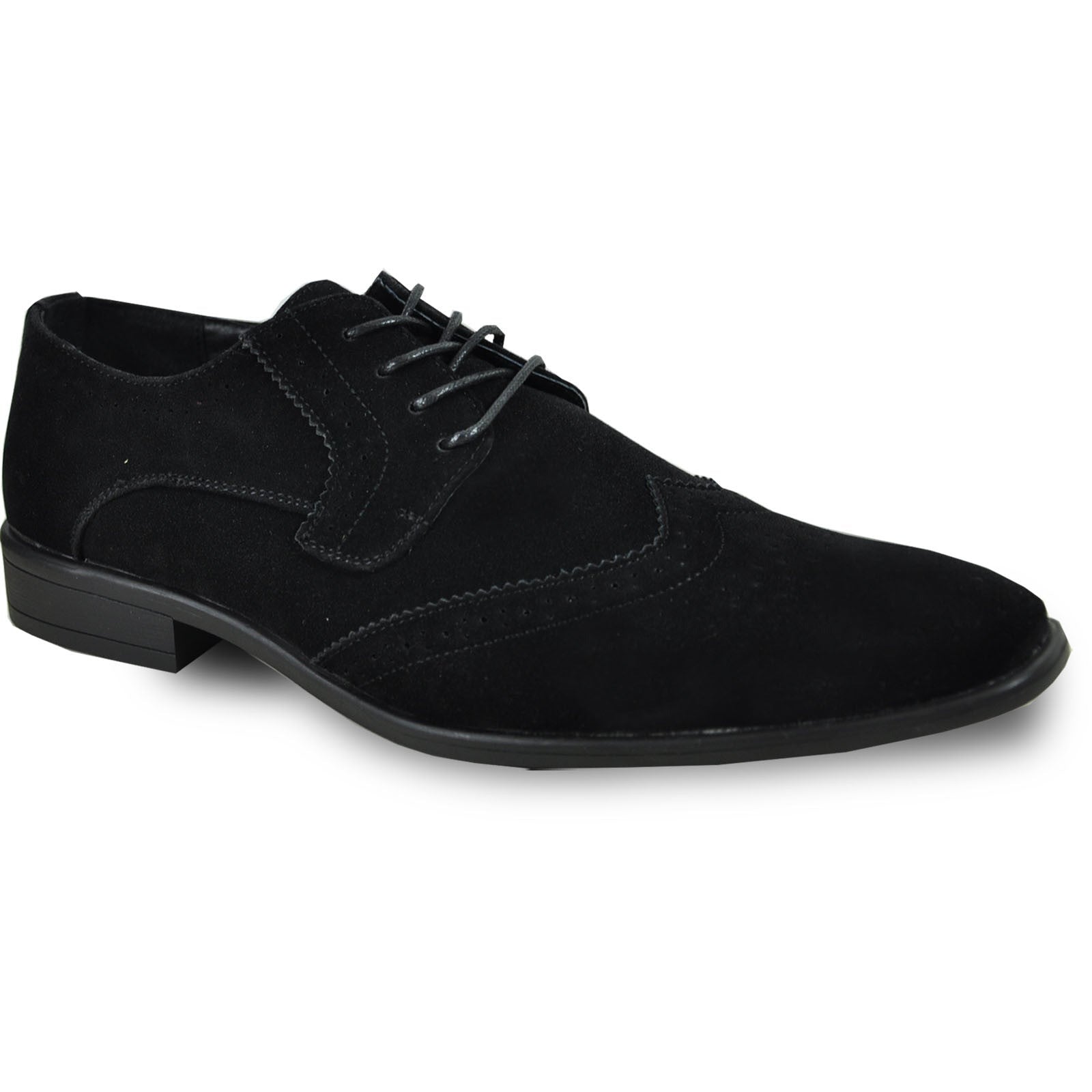 Black Prom Shoe MENS VEGAN SUEDE WEDDING & PROM WINGTIP LACE UP DRESS SHOE IN BLACK Regular price$59.00